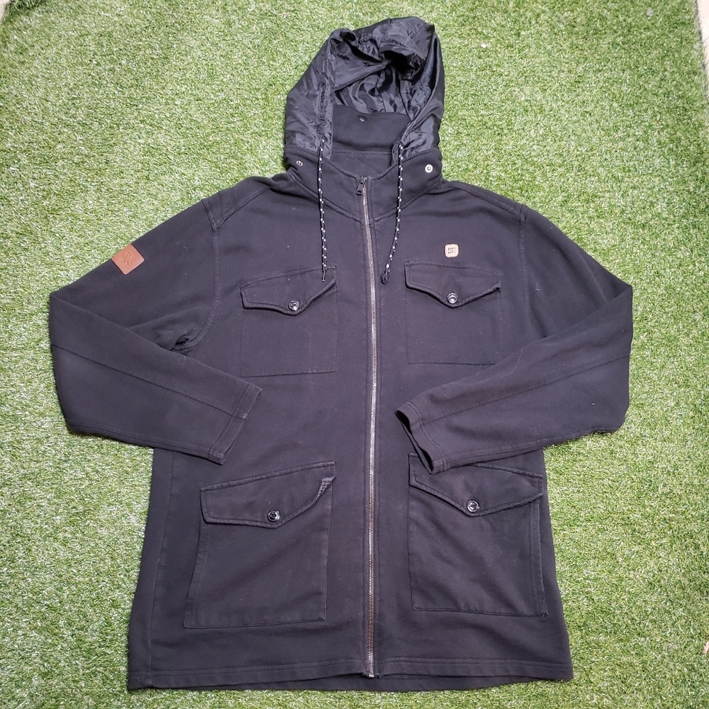 DC Jacket Mens Size XL Black Sweatshirt Heavyweight Full Zip Fleece Lined H1